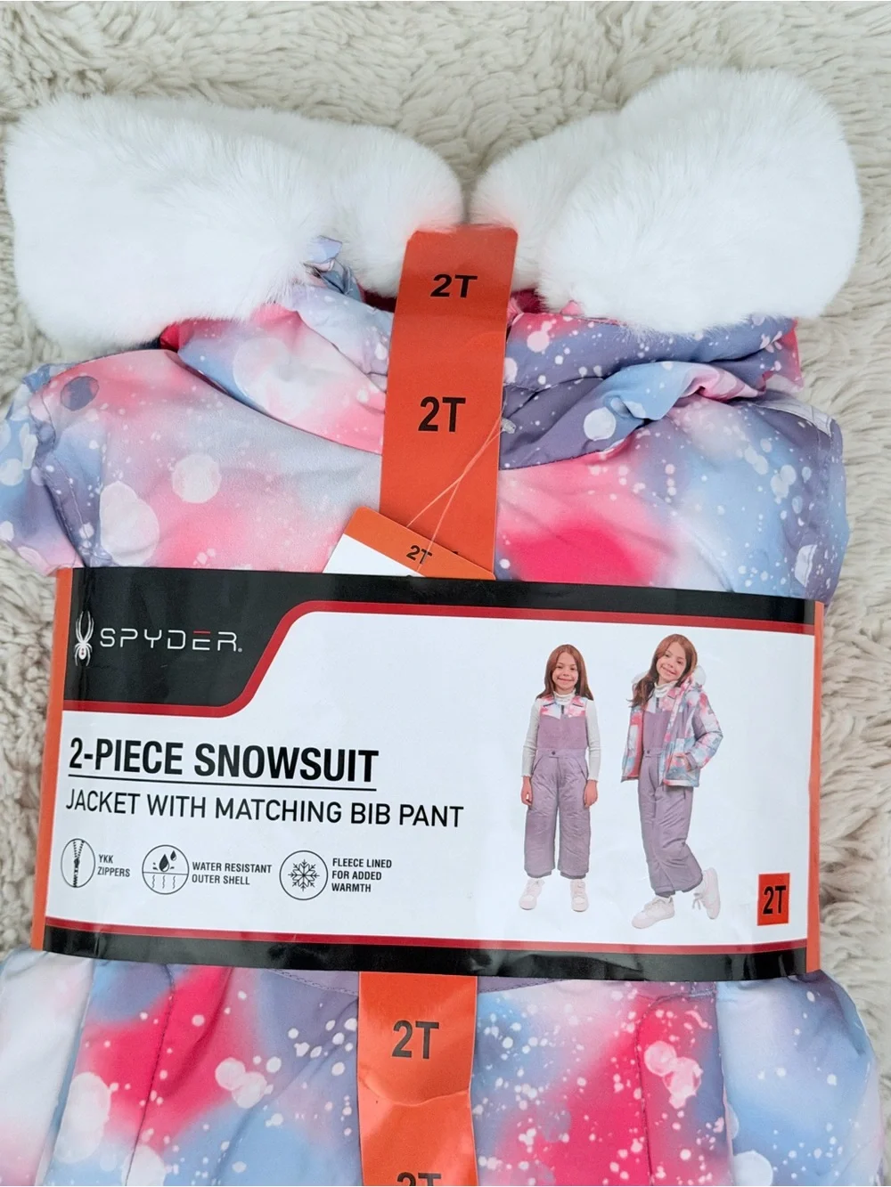 Spyder Girls' 2-Piece Snowsuit in Pink, Purple & Blue Galaxy Print
